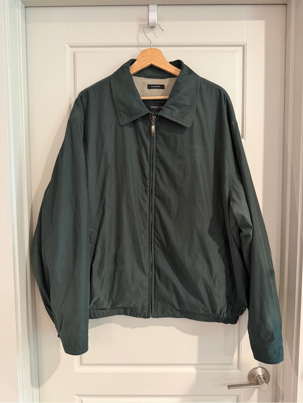 Vintage Forest Green Microfiber Collared Chore Coat Size XL‎